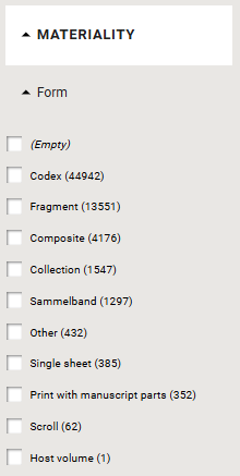 Facetted browsing for 'Form type'