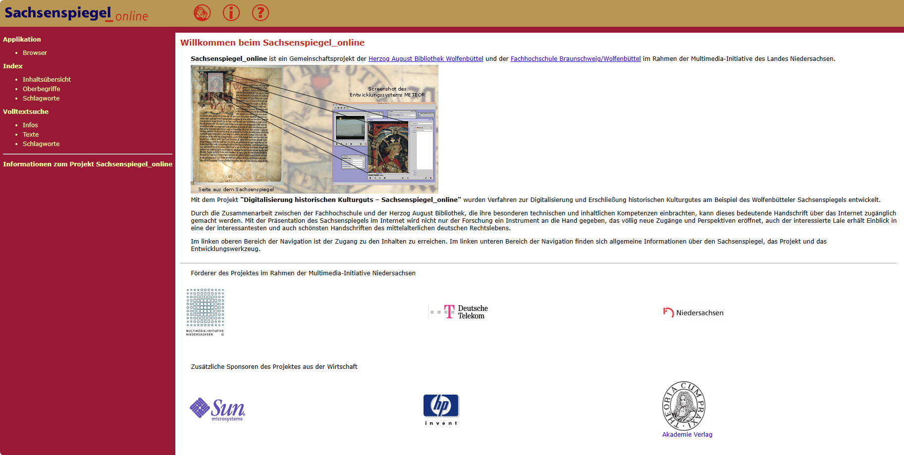 alte Sachsenspiegel online Homepage