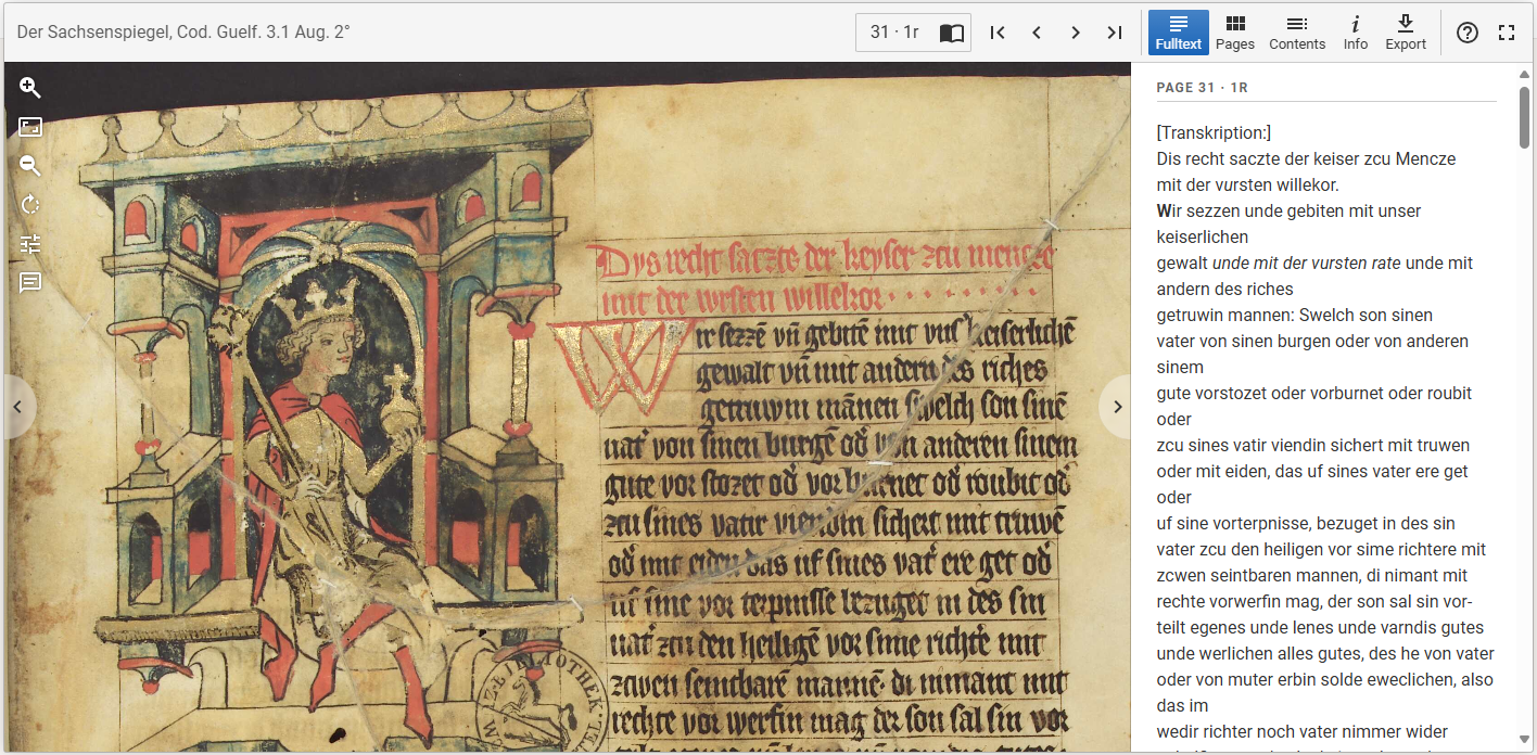 neue Sachsenspiegel online Transkription